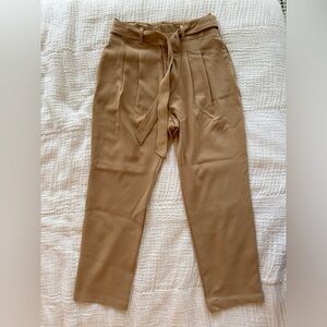 High Waisted Tan Ann Taylor Factory Paper Bag Pants